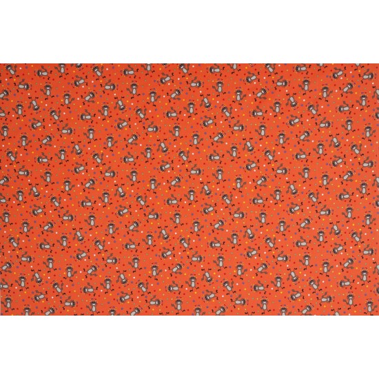 Tissu Pour Enfants - Raton laveur Orange