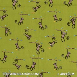 Children's Fabric - Monkeys Lime