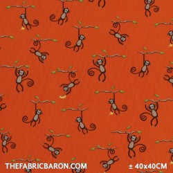 Children's Fabric - Monkeys Orange