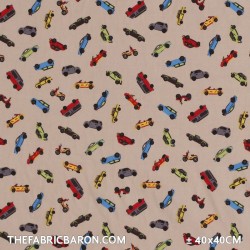 Children's Fabric - Cars Beige