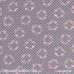 Children's Fabric - Flower Garland Grey