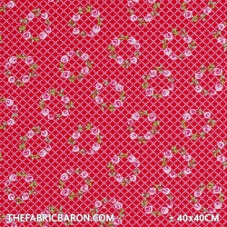 Children's Fabric - Flower Garland Red