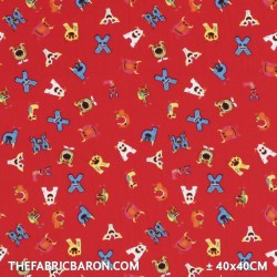 Children's Fabric - Letters Red