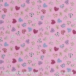 Children's Fabric - Decoration In Heart Pink