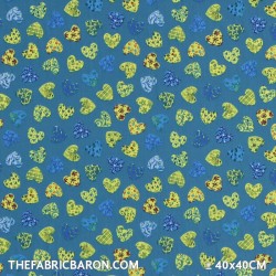 Children's Fabric - Decoration In Heart Petrol