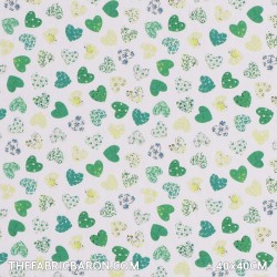 Tissu Pour Enfants - Décoration coeur blanc vert
