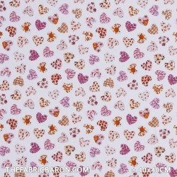Children's Fabric - Decoration In Heart White Orange