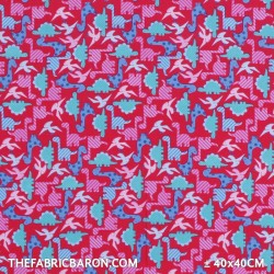 Children's Fabric - Dino Fuchsia