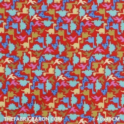 Children's Fabric - Dino Red