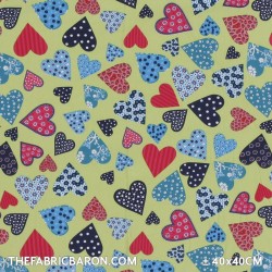 Children's Fabric - Colored Hearts Lime