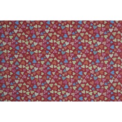 Children's Fabric - Colored Hearts Red