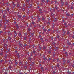 Children's Fabric - Field Flowers Fuchsia