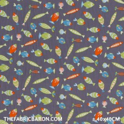 Children's Fabric - Fish Grey