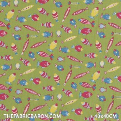 Children's Fabric - Fish Lime