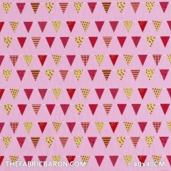 Kinderstof - Vlaggen roze