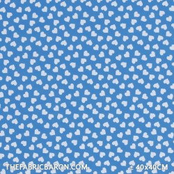 Children's Fabric - Hearts Aqua White
