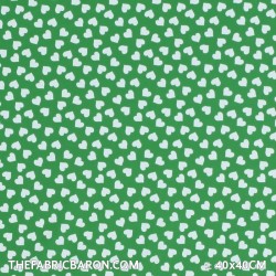 Children's Fabric - Hearts Green White