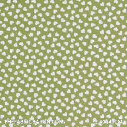 Children's Fabric - Hearts Lime White