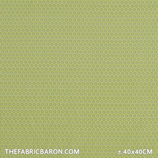 Children's Fabric - Small Flower Motif Lime Light Green