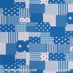 Children's Fabric - Patchwork Fabric Aqua White