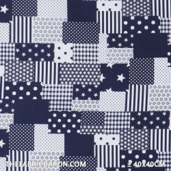 Children's Fabric - Patchwork Fabric Navy White