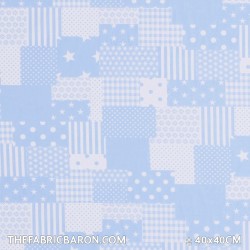 Children's Fabric - Patchwork Fabric Light Blue White
