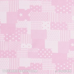 Children's Fabric - Patchwork Fabric Pink White