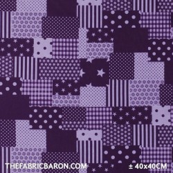 Children's Fabric - Patchwork Fabric Purple Lilac