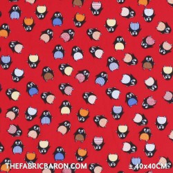 Children's Fabric - Pinguin Rot