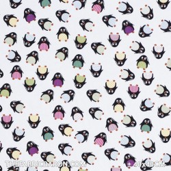 Children's Fabric - Pinguin White