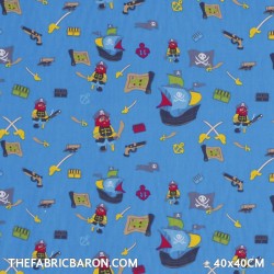 Children's Fabric - Pirates Aqua
