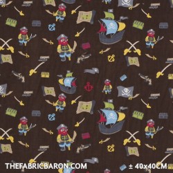 Children's Fabric - Pirates Brown