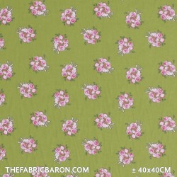 Children's Fabric - Roses Bouquet Lime