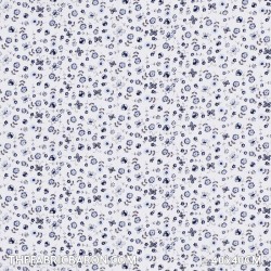 Children's Fabric - Butterfly Flower White Blue