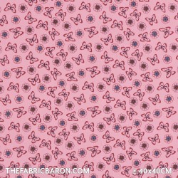 Children's Fabric - Butterflies Pink