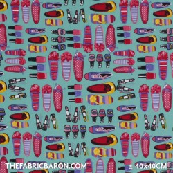 Children's Fabric - Shoes And Lipstick Petrol Green