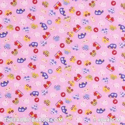 Children's Fabric - Siren Car Pink