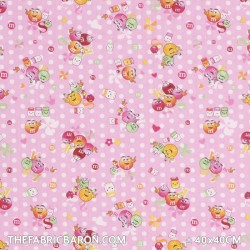 Children's Fabric - Smiley Pink