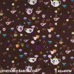 Children's Fabric - Teacups Brown