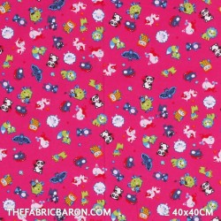 Children's Fabric - Animals Fuchsia