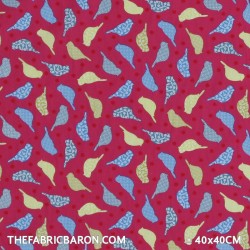 Children's Fabric - Birds Star Fuchsia