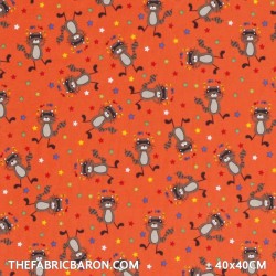 Children's Fabric - Raccoon Orange