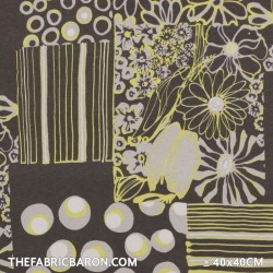 Jersey Printed Smooth - Patchwork Yellow Taupe