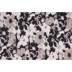 Jersey Printed Smooth - Large Flower Navy Beige