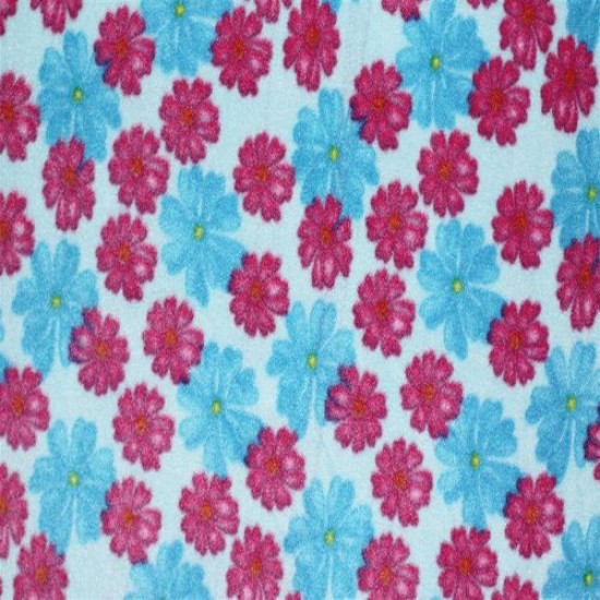 Tissu Polaire - Tissu fleurs bleu