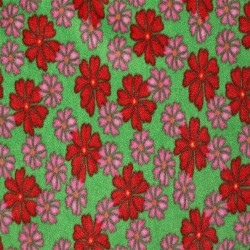 Fleece - Fabric Flowers Green