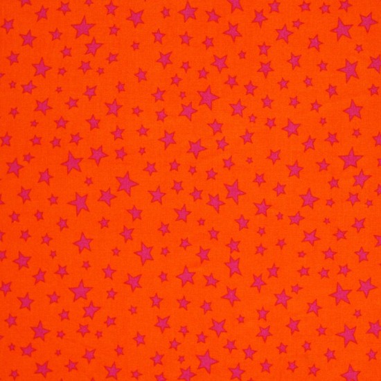 Star Fabric - Orange Fuchsia