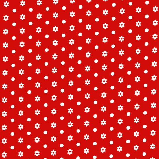 Little Flower Polka Dot Fabric - Red
