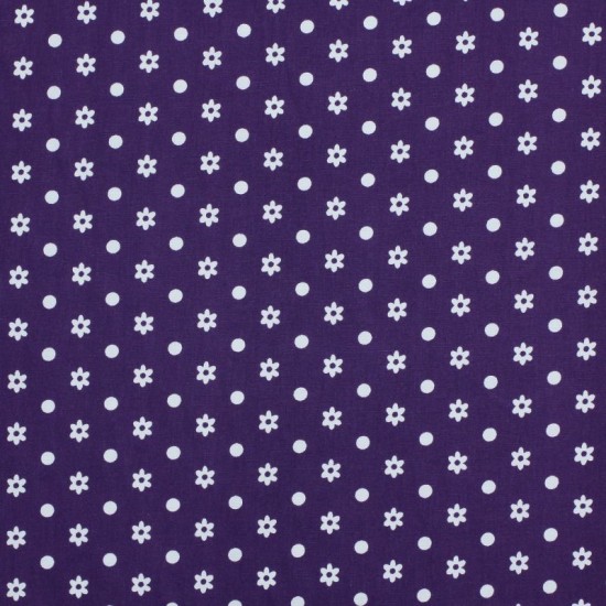 Little Flower Polka Dot Fabric - Purple