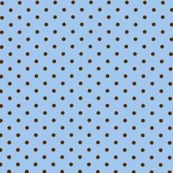 Polka Dot Fabric - Light Blue / Brown 7mm